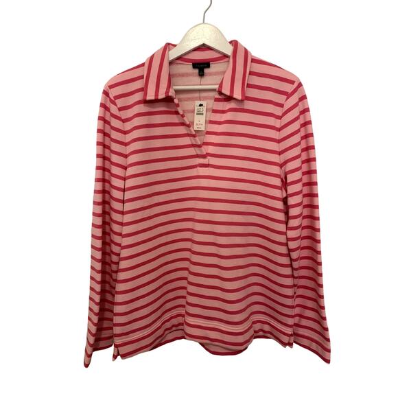 NWT Talbots Women's Pink Striped Sweatshirt L - Picture 1 of 5